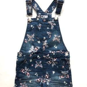 EPIC THREADS BLUE DENIM FLORAL PRINT SHORTALLS GIRLS SIZE 6X